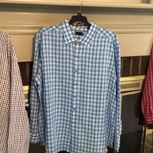 NWOT Rochester 1x Blue/White Plaid LS Linen Shirt